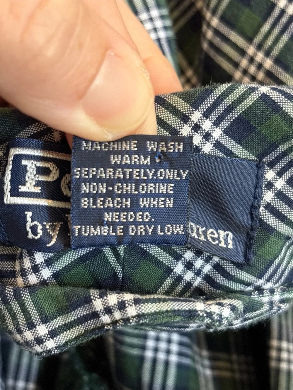 Polo Ralph Lauren Plaid Robe Navy Blue Green Cotton Shawl Collar S/M No Belt